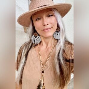 Rustic fringe boho statement earrings w macrame/hippy/cottage core vibe